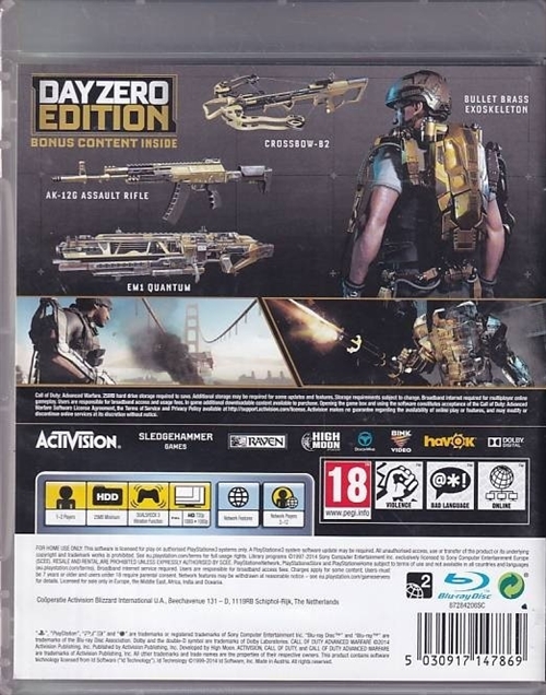 Call of Duty Advanced Warfare Day Zero Edition - PS3 (B Grade) (Used)